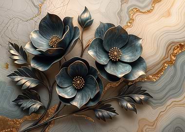 Teal and Gold Floral Arrangement