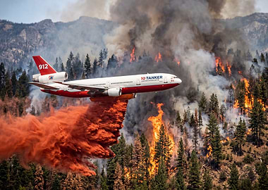 Firefighting plane dropping retardant