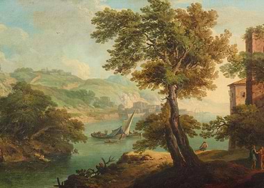 Idyllic Coastal Landscape with Sailboat