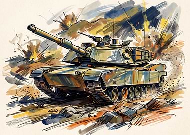 Military Tank in Action