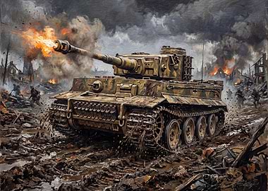 Tiger Tank Firing in Battle