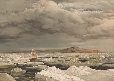 Ship Navigating Arctic Ice Floes