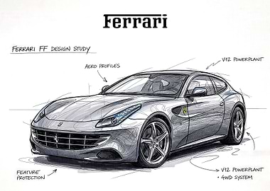 Ferrari FF Design Study Sketch