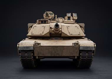 Front View of a Desert Camouflage Tank