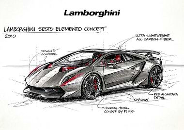 Lamborghini Sesto Elemento Concept Sketch