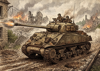 World War II Tank in Combat