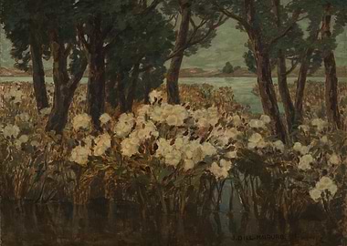 Waterfront with Flowers and Trees