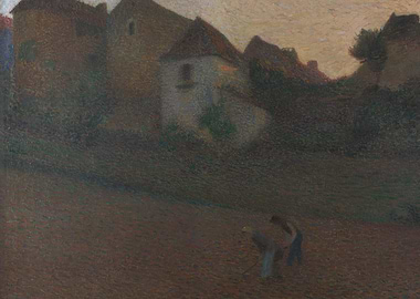 Rural Scene with Farmers and Village