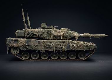 Camouflaged Military Tank