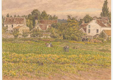 Rural Farm Scene with Workers