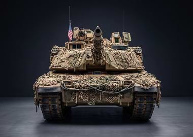 US Army Tank with Camouflage Netting