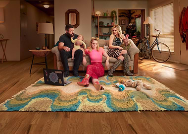 Family Poses on a Retro Rug