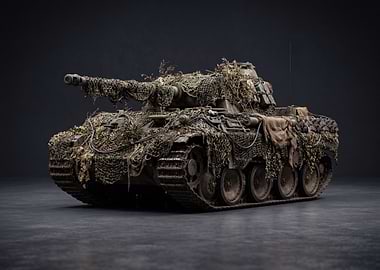 Camouflaged Military Tank