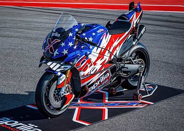 Aprilia Motorcycle with American Flag Livery