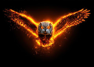 Fiery Owl with Blazing Wings