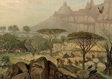 African Savannah Wildlife Scene