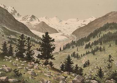 Alpine Glacier Landscape Painting