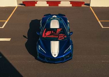 Blue Chevrolet Corvette 2027 with White Stripes