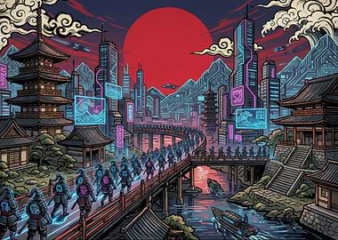Cyberpunk Samurai Cityscape