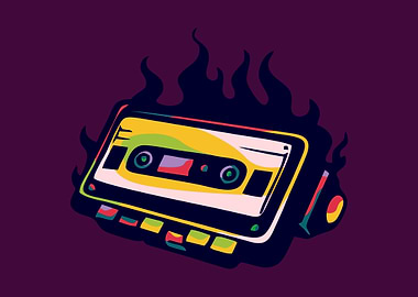 Cassette Tape on Fire