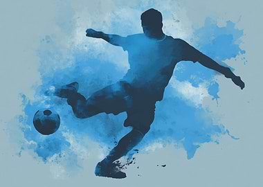 Football Player Kicking Ball