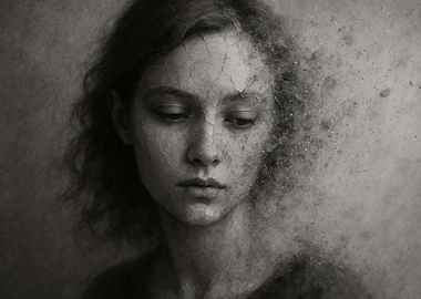 Seeing Time Through Shadows - A Woman's face dissolving into dust