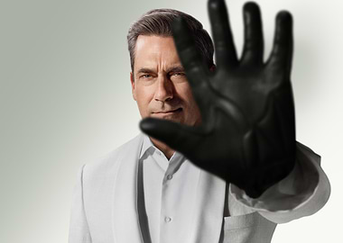 Man in White Suit with Black Glove
