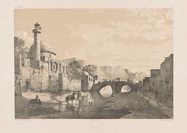 View of Tabriz with Mosque and Bridge