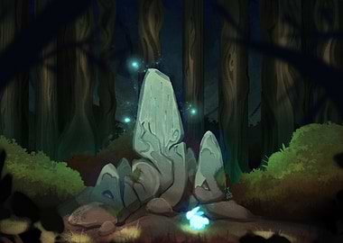 Enchanted Forest with Glowing Rabbit