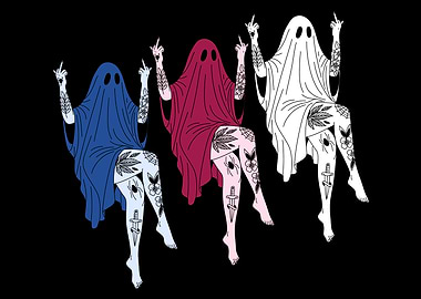 Tattooed Ghosts Giving the Middle Finger