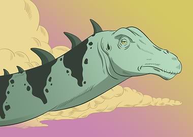 Dinosaur Diplodocus paleoart cartoon