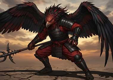 Warrior Bird Samurai with Halberd