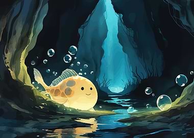 Cute Fish in Underwater Cave