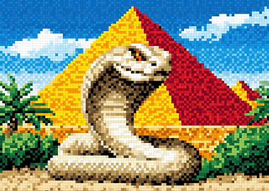 Pixel Art Cobra and Pyramid