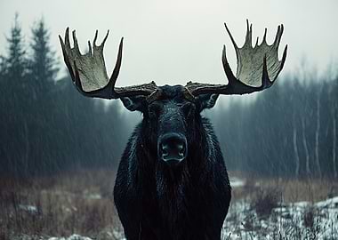 Majestic Moose in a Snowy Forest