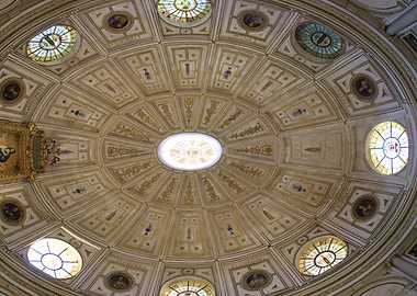 Ornate Dome Interior with Stained Glass