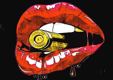 Red Lips with Bullet