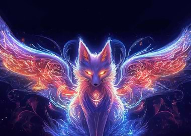Glowing Fox with Fiery Wings