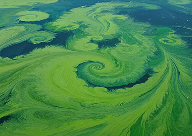 Swirling Green Algae Bloom
