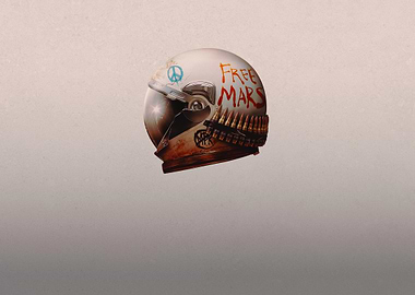 Helmet with 'Free Mars' and Peace Symbol