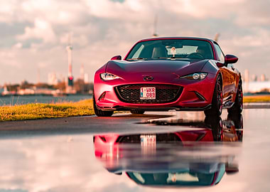 Red Mazda Miata Convertible Reflection