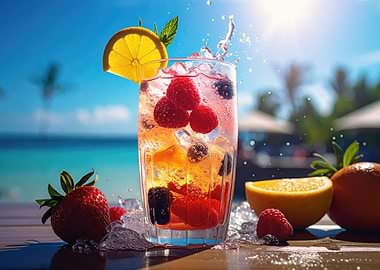 Refreshing Summer Cocktail on a Beach