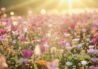 Dreamy Wildflower Meadow at Sunrise