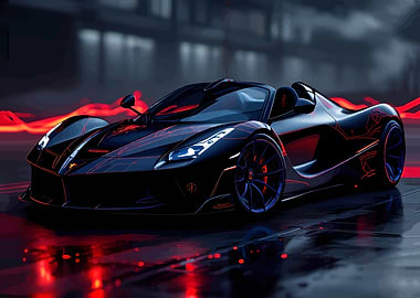 Black Sports Car with Red Accents