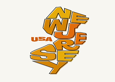 New Jersey USA Text Art