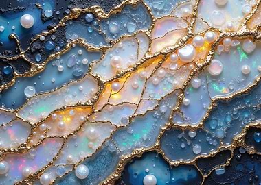 Abstract Gold and Pearl Geode