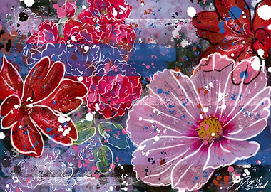 Vibrant Floral Splatter Painting 2