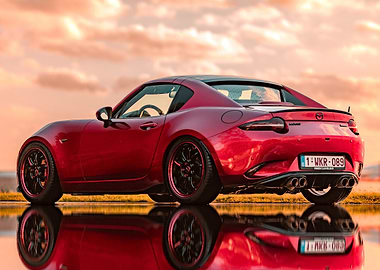 Red Mazda MX-5 RF at Sunset