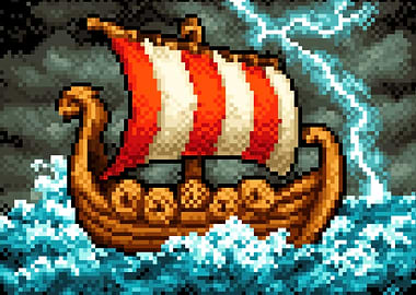 Viking Ship in a Storm