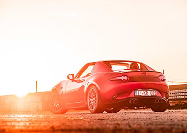 Red Mazda MX-5 RF at Sunset